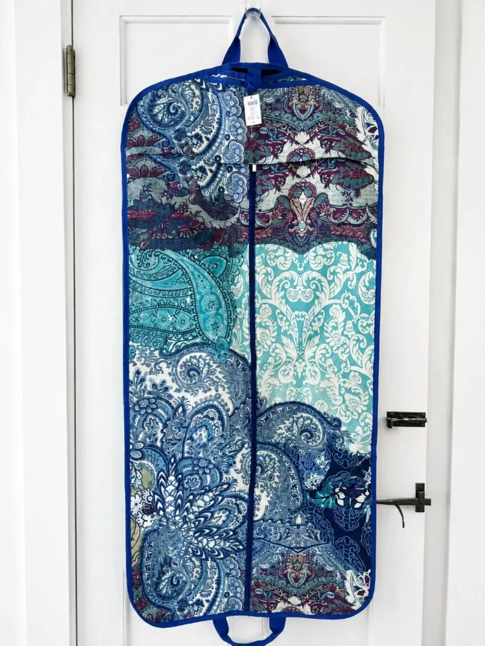 Chico's NWT Paisley Travel Garment Bag Hanging Zip Blue Multi
